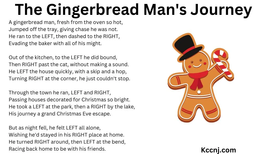 The Gingerbread Man's Journey Left Right Game Poem