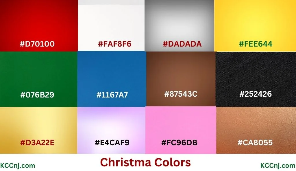 12 Christmas colors palette Hex codes