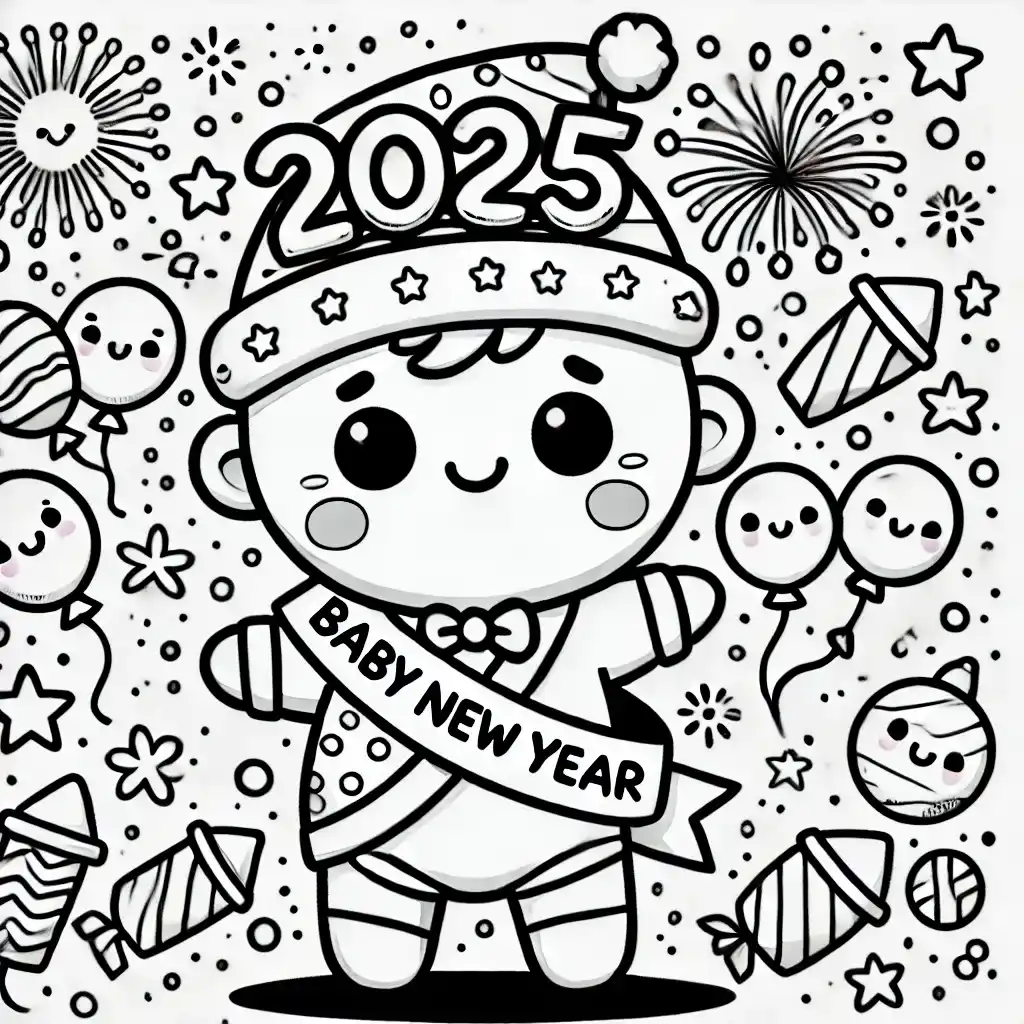 Baby New Year Character coloring pages