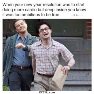 Cardio New Year resolution meme