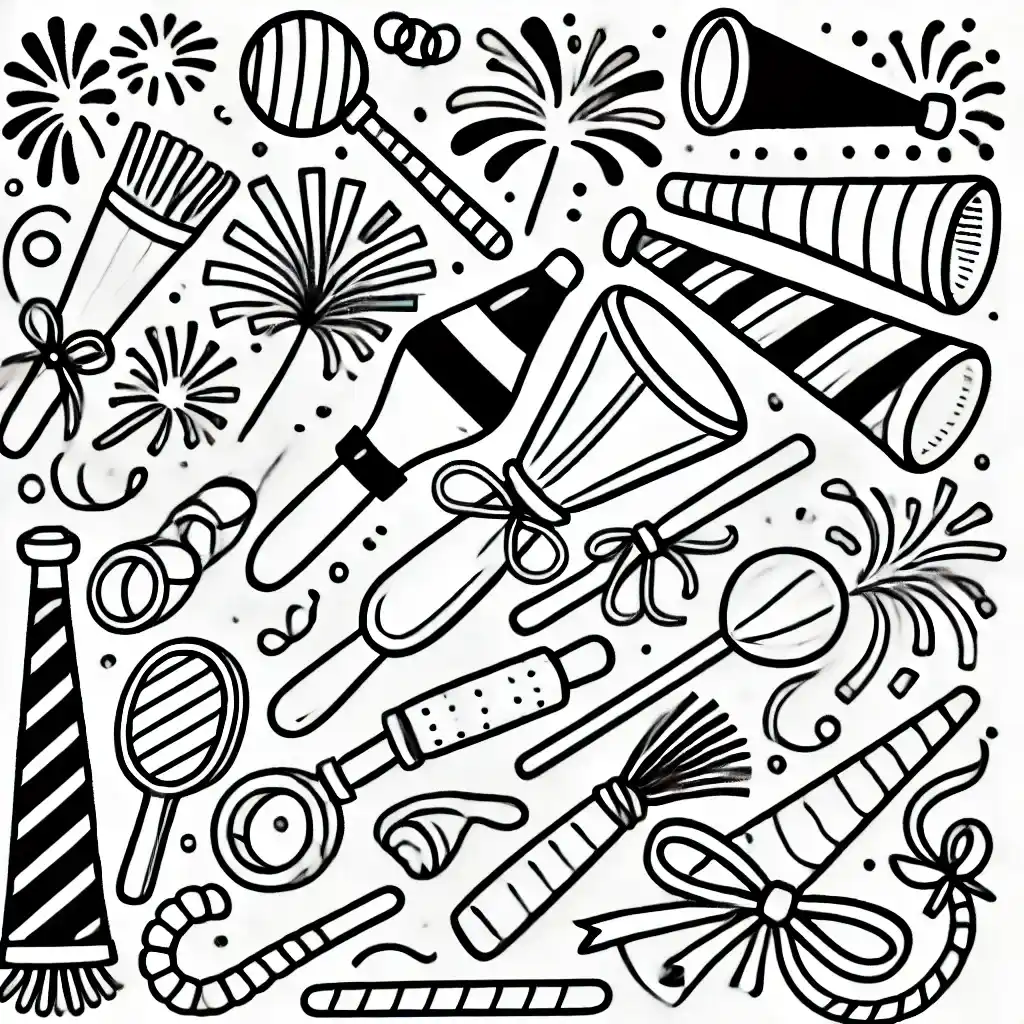 Festive Noisemakers coloring pages