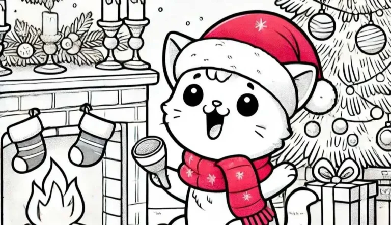 Free Cat Christmas coloring pages