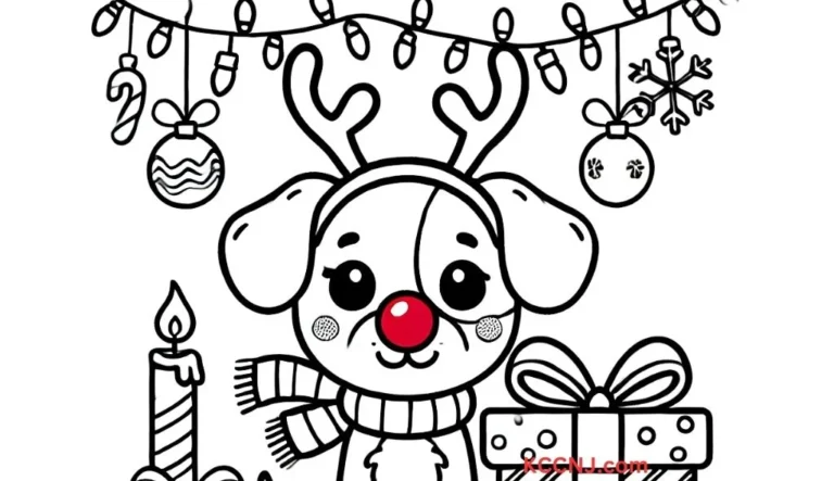 Free printable Christmas puppy coloring pages