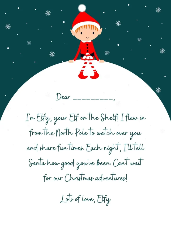 Free printable template elf on the shelf arrival letter