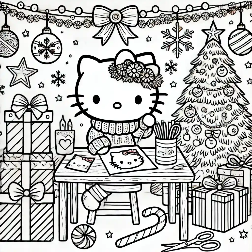 Hello Kitty's Christmas Card Making