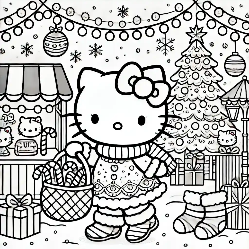 Hello Kitty's Christmas Market Shopping