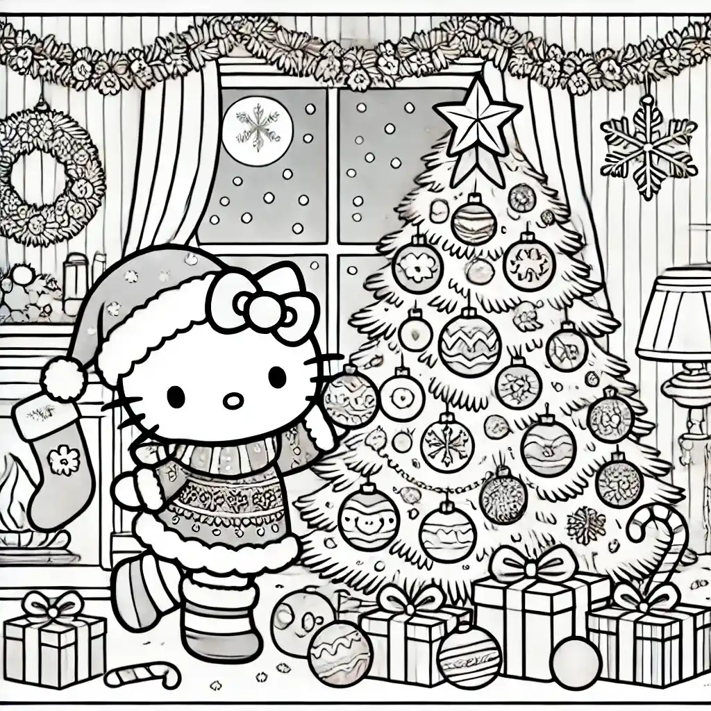 Hello Kitty's Christmas Tree Decorating