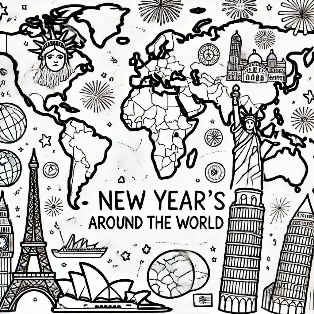 New Year's Around the World coloring pages