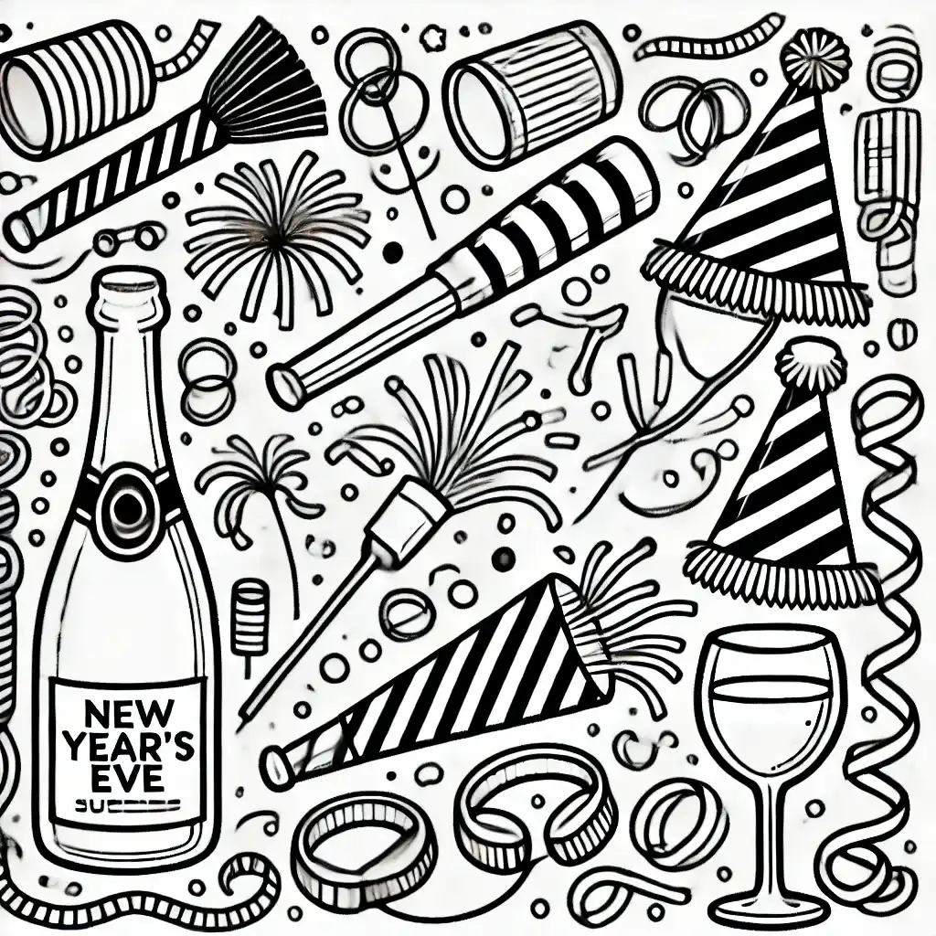 New Year’s Eve Supplies coloring page