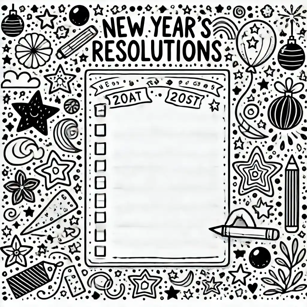 New Year’s Resolutions Board coloring page