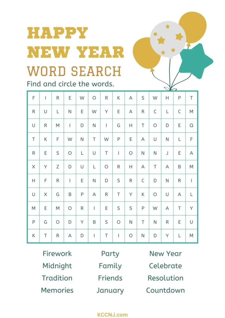 New year word search game