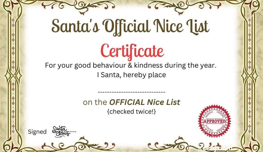 Nice list certificate