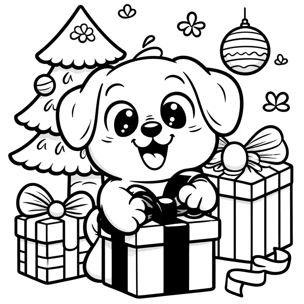 Puppy Opening Presents