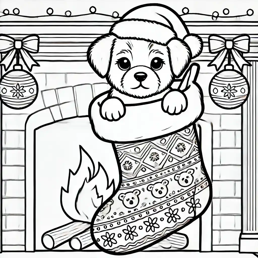 Puppy in a Christmas Stocking