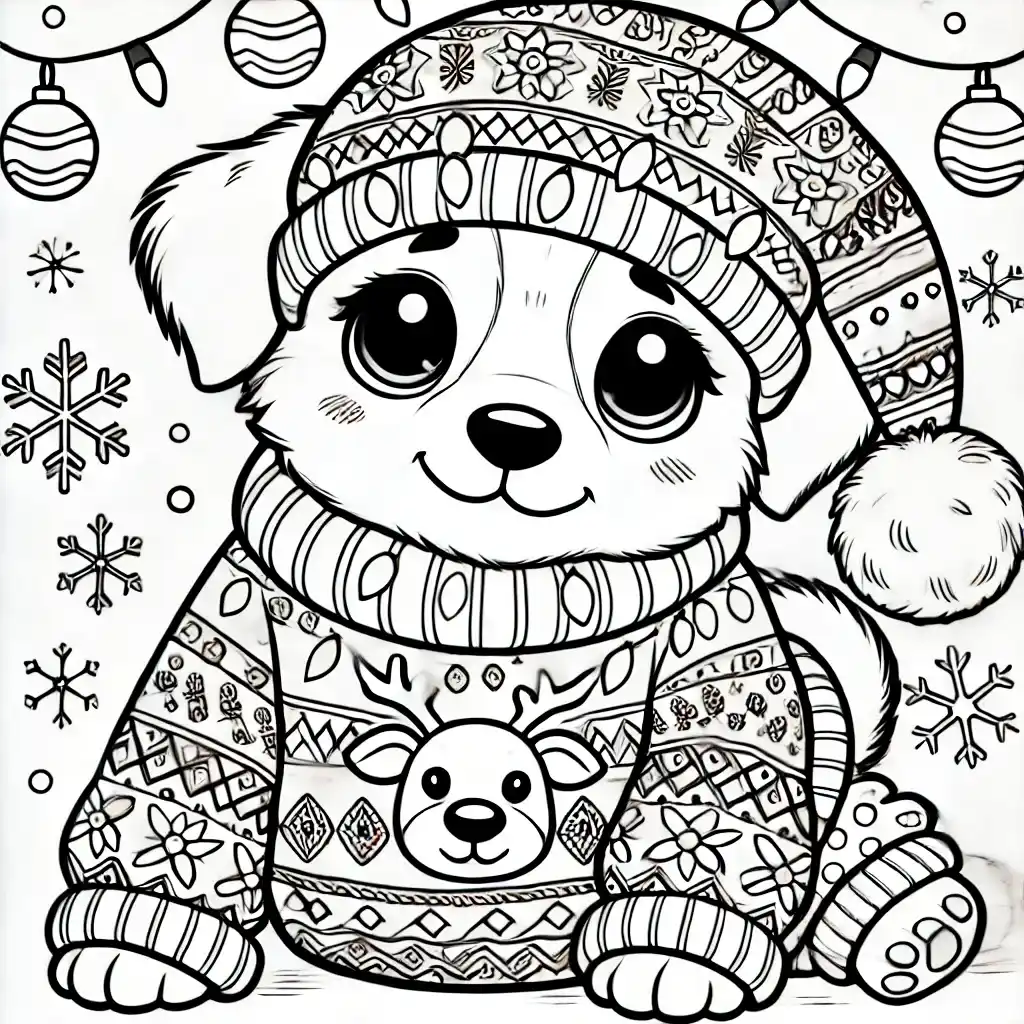 Puppy in an Ugly Christmas Sweater