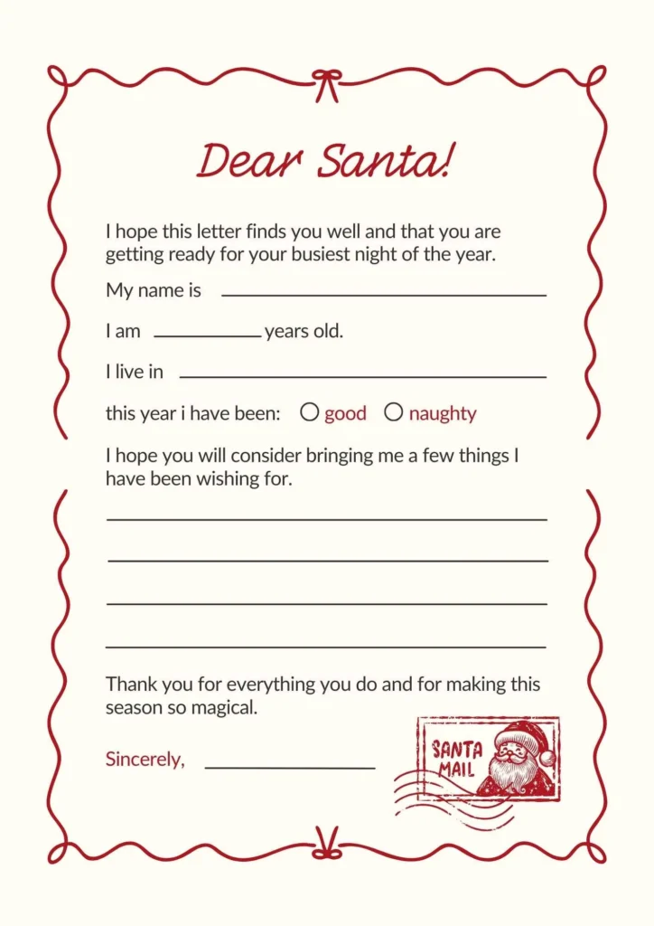 Red Creative Christmas Santa Letter