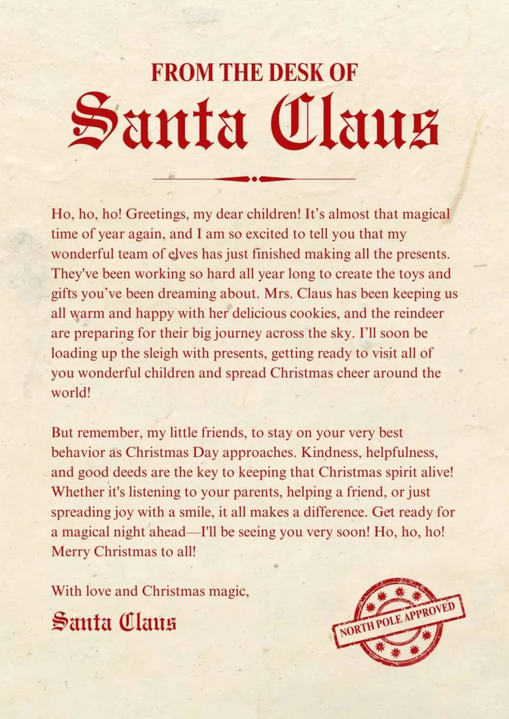 Red & White Traditional Christmas Santa Letter