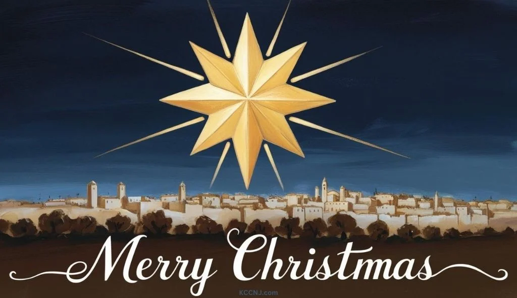 A bright star shining over Bethlehem's skyline Orthodox Christmas Card