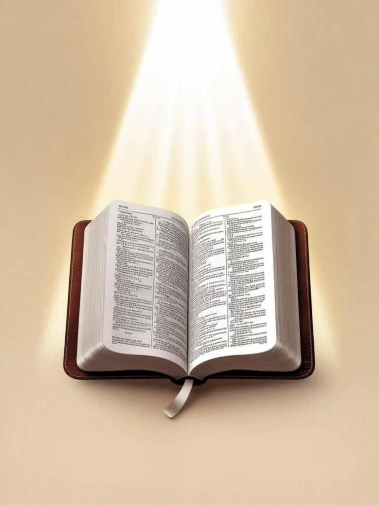 An open Bible with a beam of light shining on it Bulletin cover