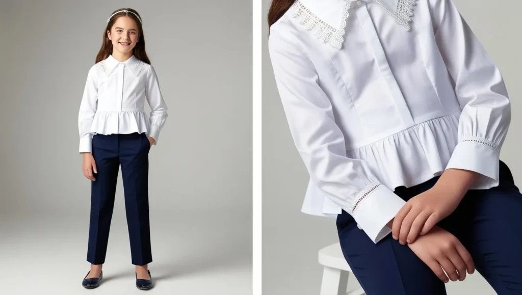 Ankle-length Slacks with Peplum Blouse