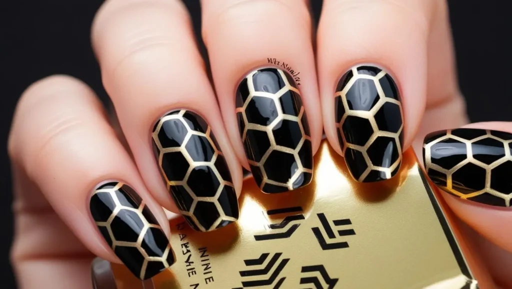 Black and gold hexagon pattern