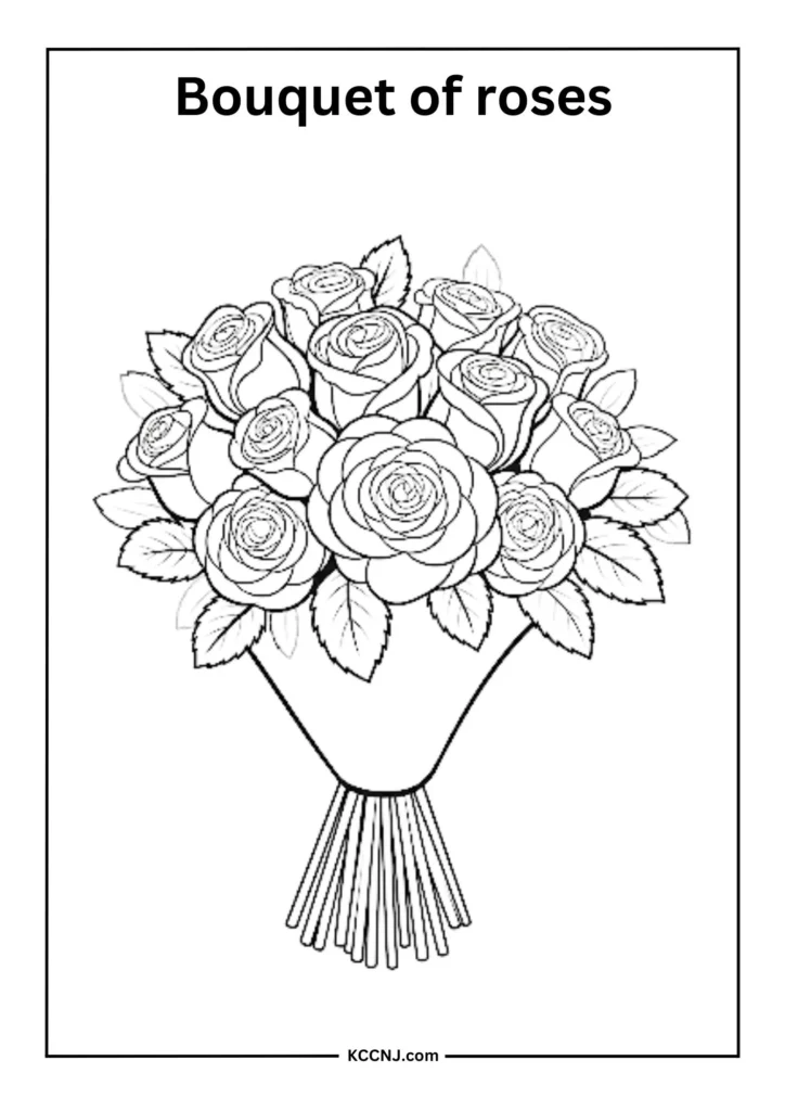 Bouquet of Roses Coloring Page