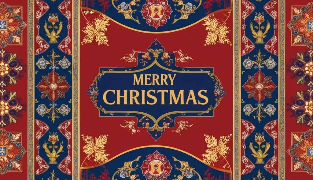 Byzantine-style patterns and motifs in Christmas colors Christmas card