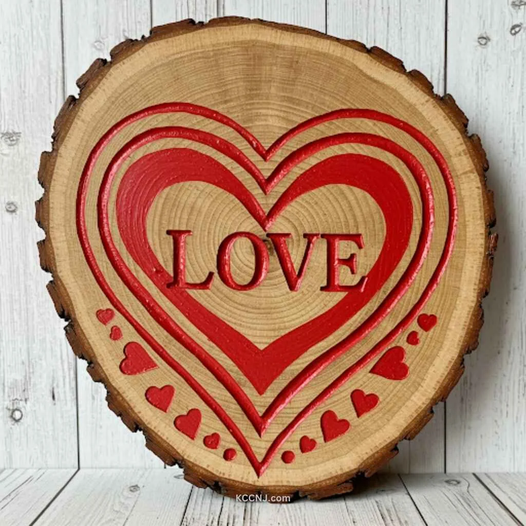 Carved Heart Wood Slice