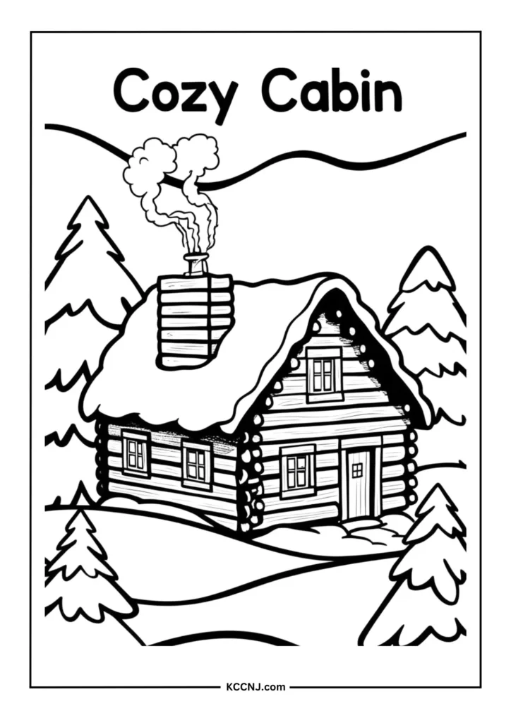 Cozy Cabin Coloring Page