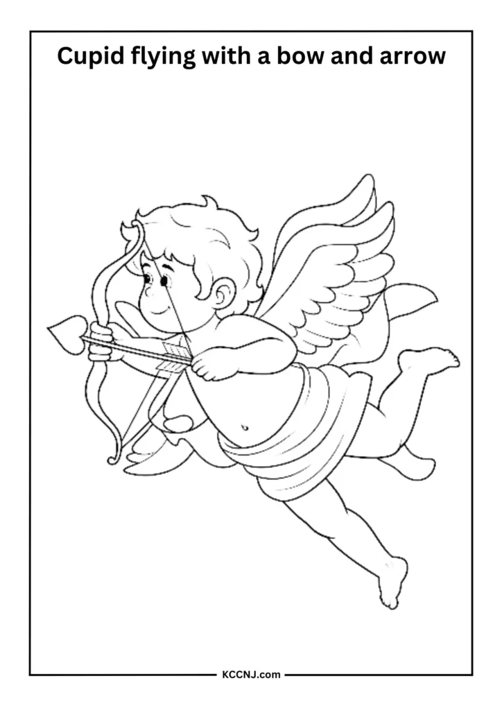 Cupid Flying with a Bow and Arrow