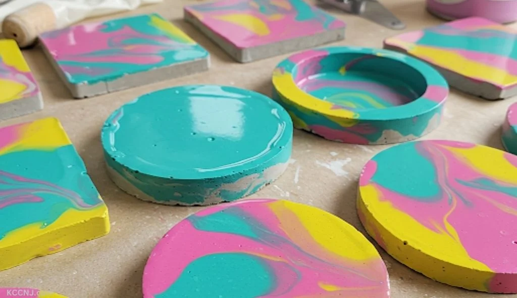 DIY Colorful Concrete Coasters