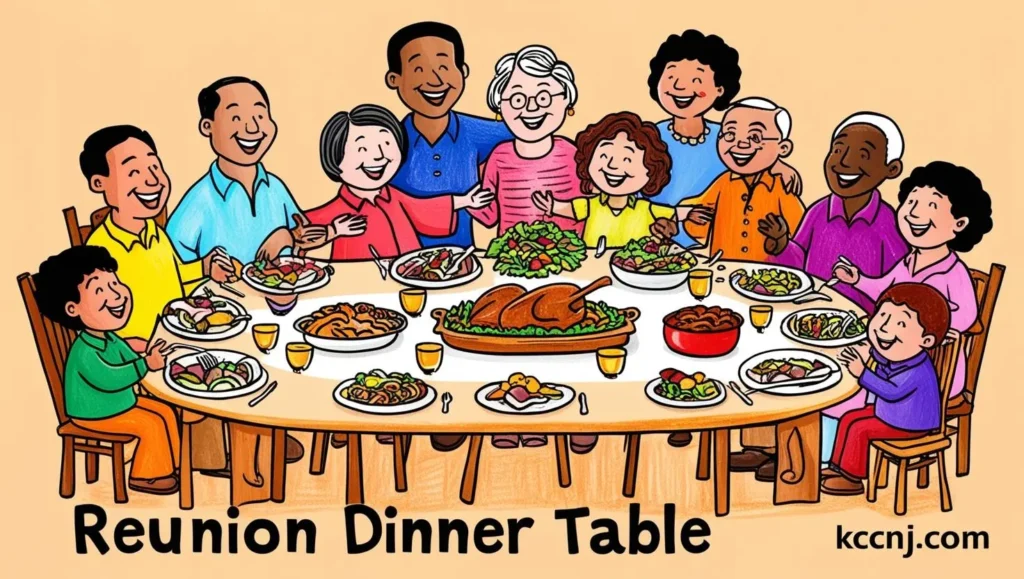 Family reunion dinner table