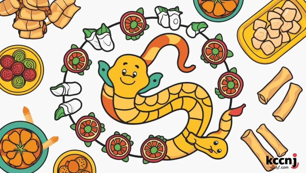 Fusion cuisine featuring snake-shaped foods