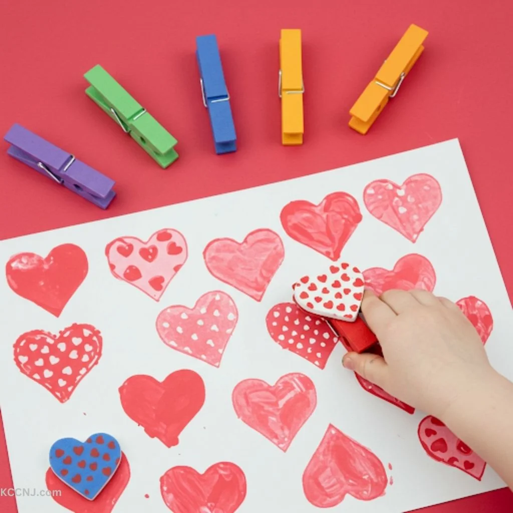 Heart Stamps craft for kids