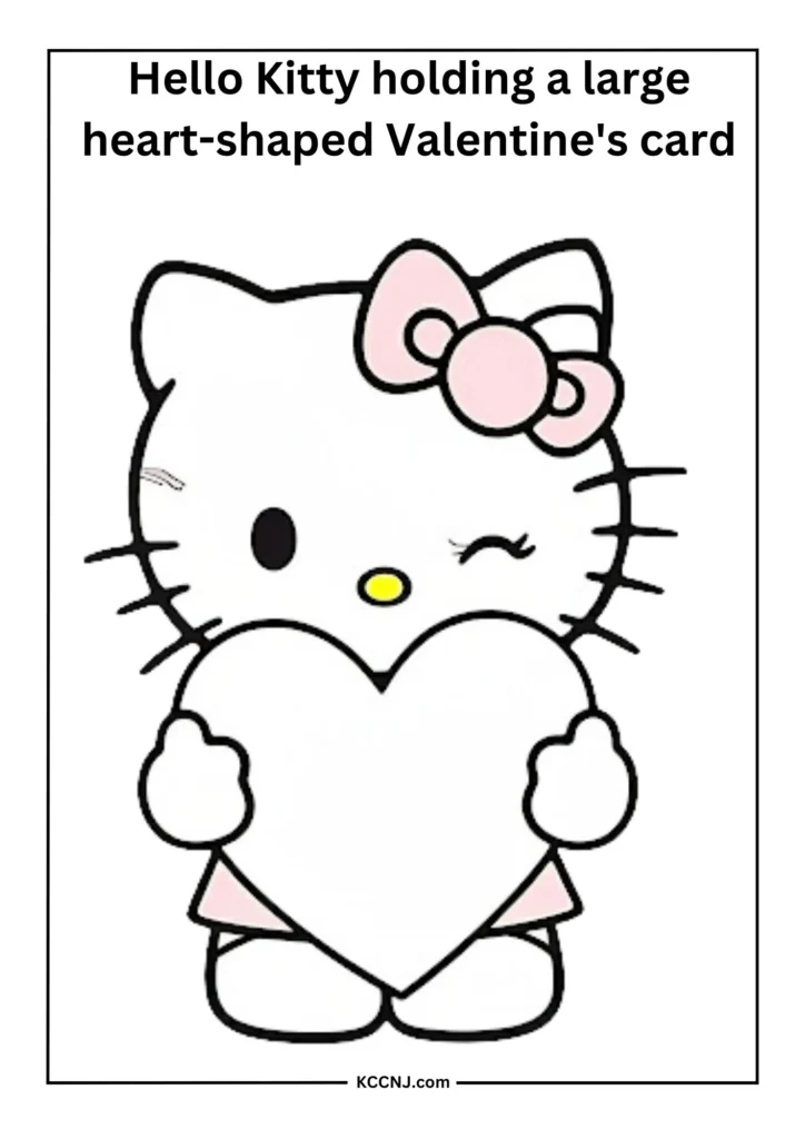 Hello Kitty Holding a Large Heart-shaped Valentine's Card