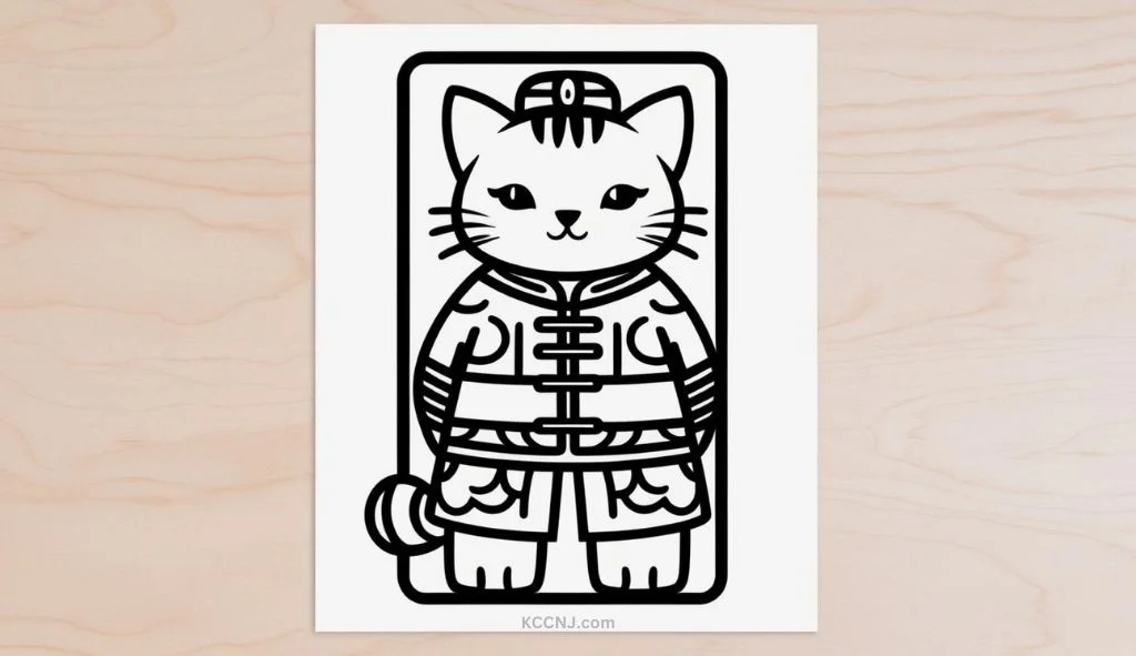 Hello Kitty in Traditional Chinese Outfit Coloring Page