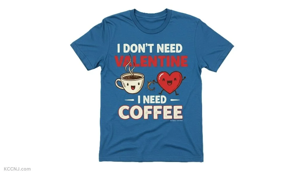 I Don't Need Valentine, I Need Coffee drinking-themed shirt