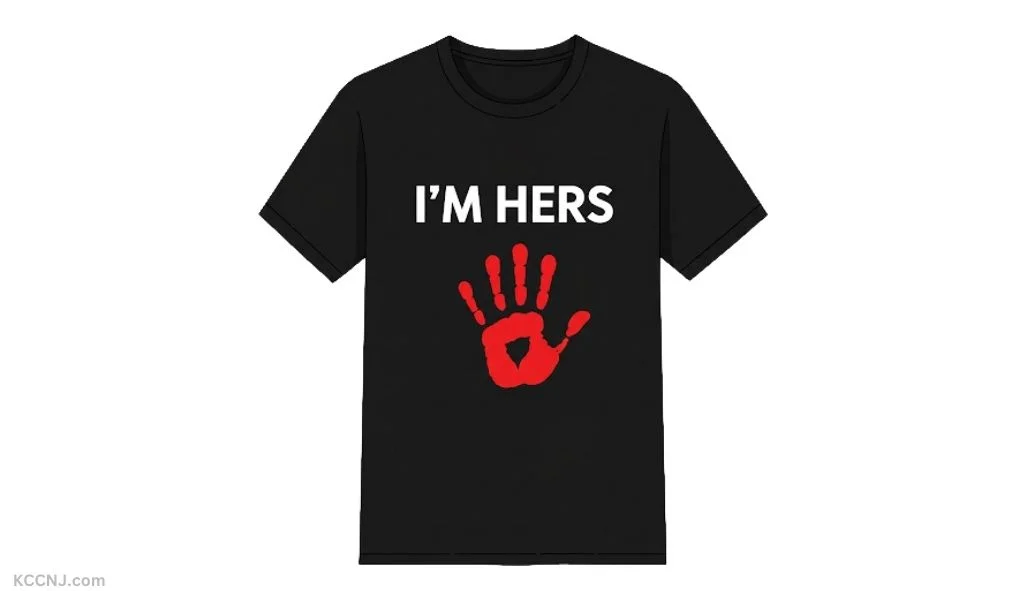 "I'm Hers/His" with handprint design