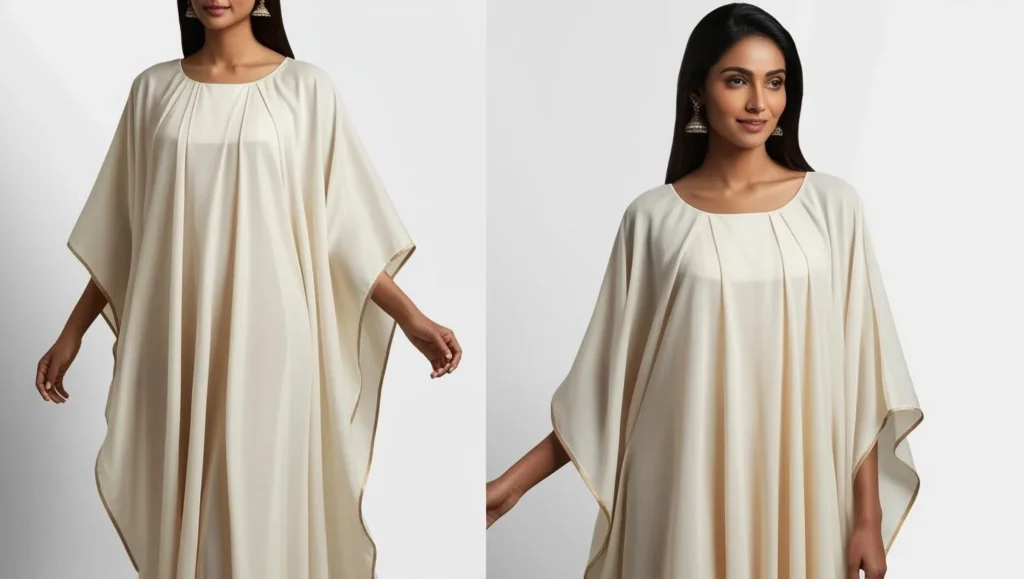 Loose-Fitting Kaftan-Style Dress in a Light Fabric