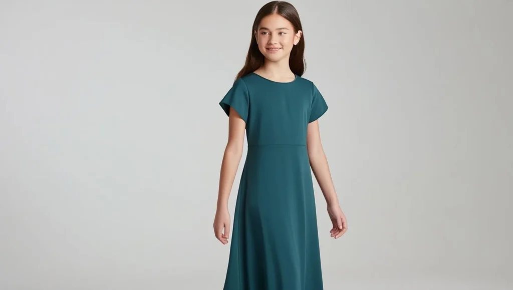 Maxi Dress in Solid Color with Short Sleeves