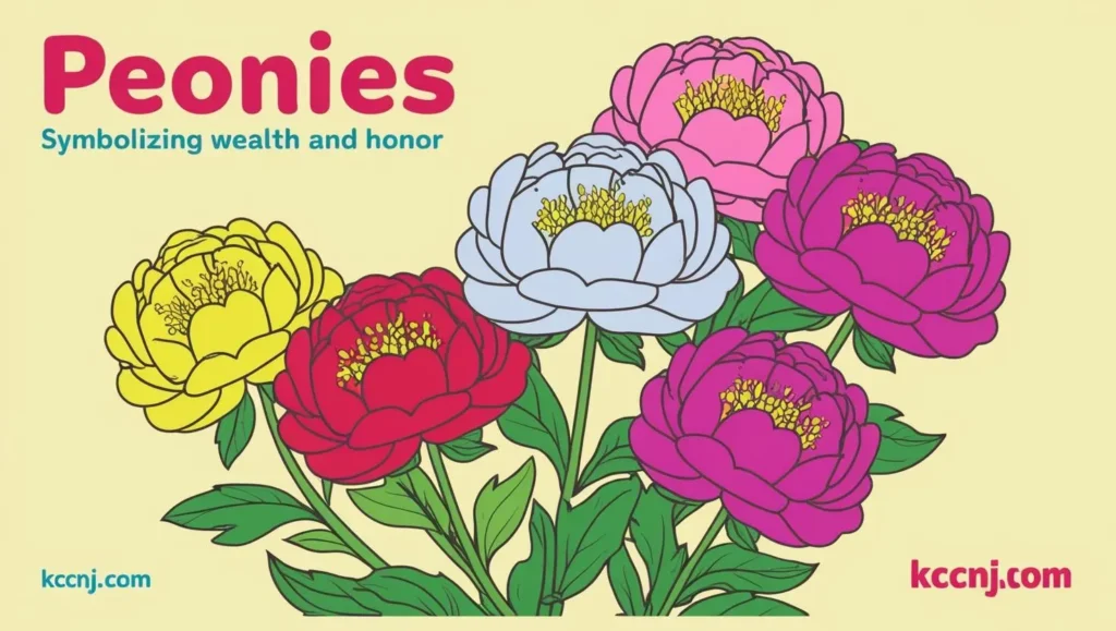 Peonies (symbol of wealth and honor)