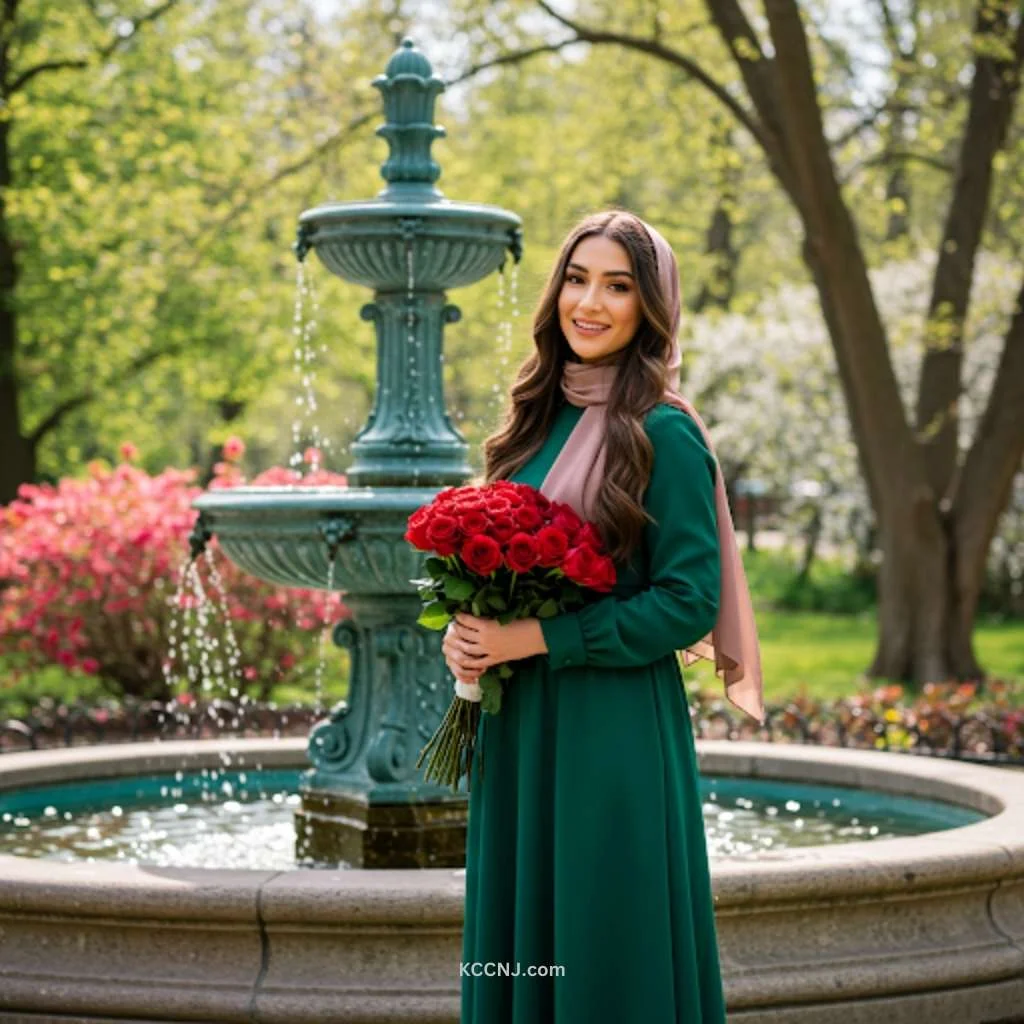 Picturesque Park Scene Valentine Model Photoshoot