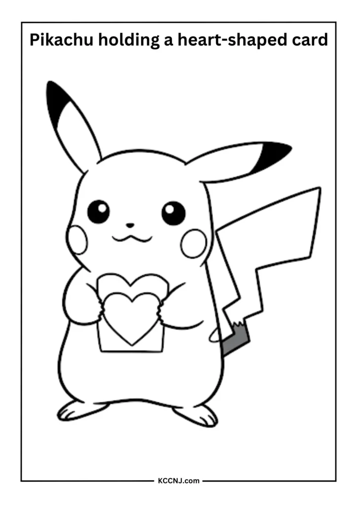 Pikachu holding a heart-shaped card