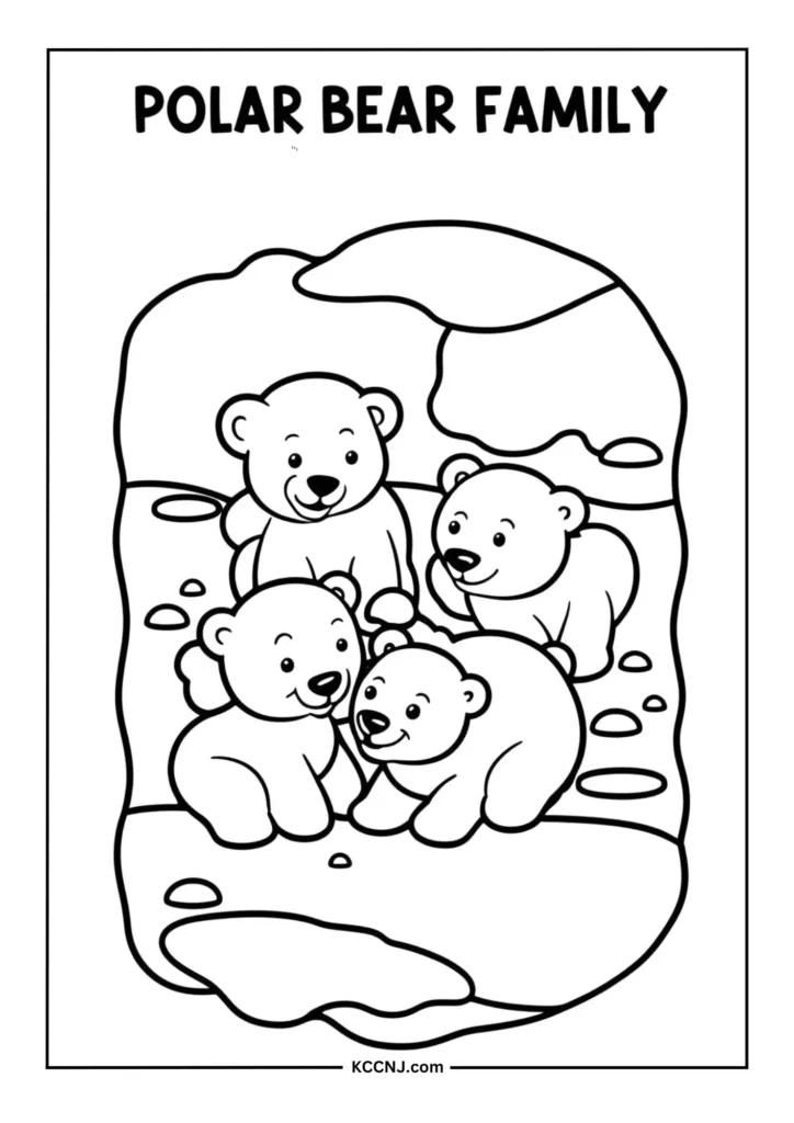 Polar Bear Family coloring page