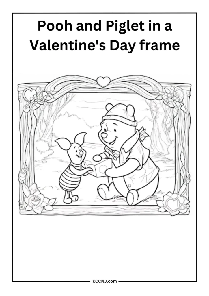 Pooh and Piglet in a Valentine's Day Frame