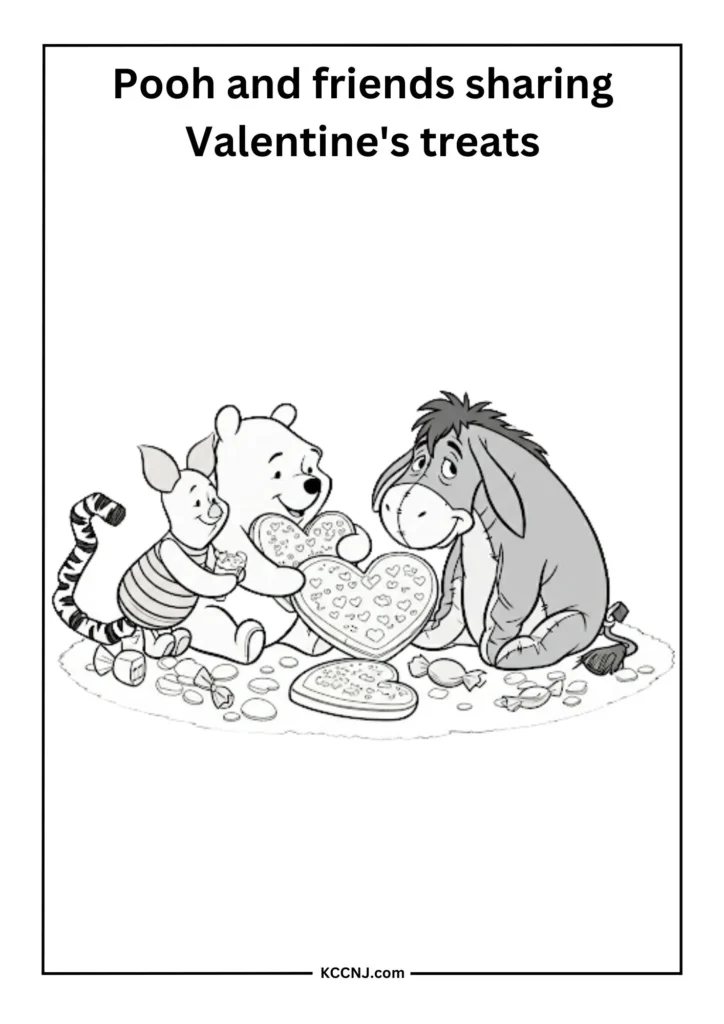 Pooh and friends sharing Valentine's treats