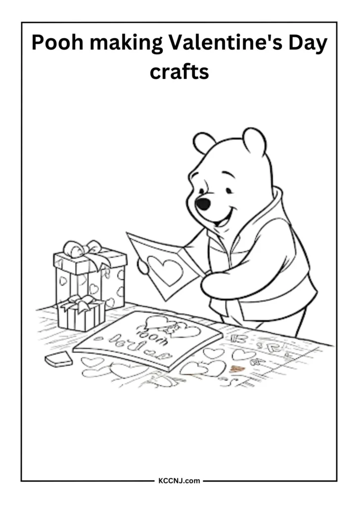 Pooh Making Valentine's Day Crafts