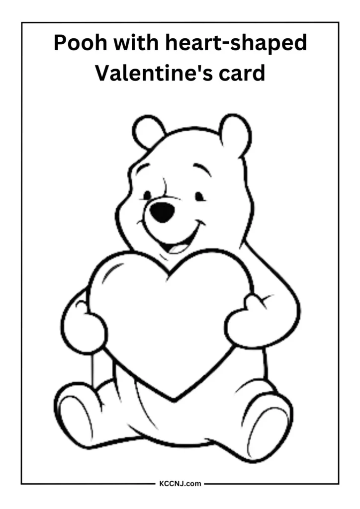 Pooh with heart-shaped Valentine's card