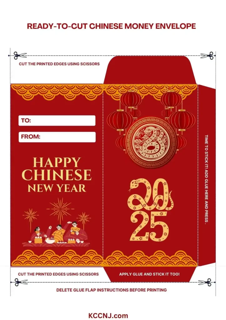 Red Envelope with Lanterns and Snake