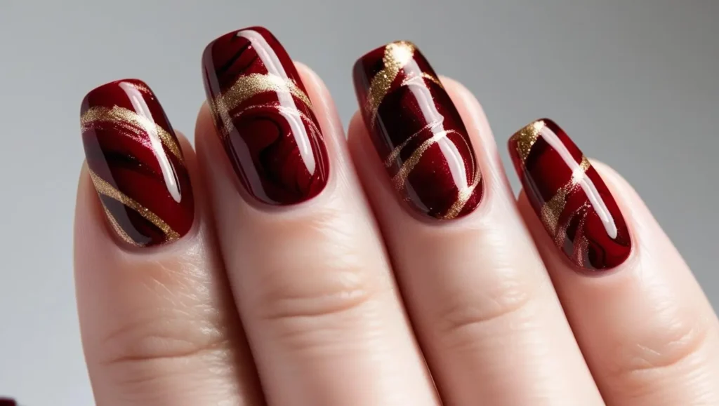 Red and gold marble effect